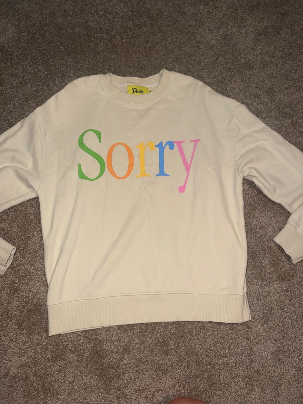 Duvin Sorry Multicolor Letter Crewneck Sweatshirt - Women Small. B14